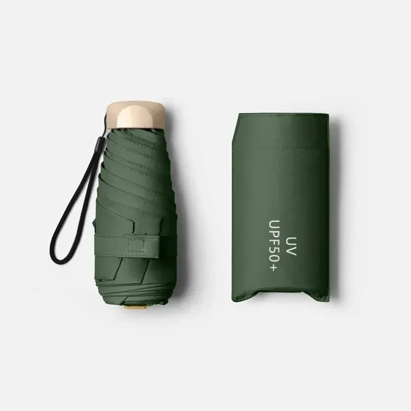 Mini Pocket Umbrella Portable Small Travel Rain Parasol Vinyl Folding Sun Shade Rainproof Umbrella UPF50+ Capsule Umbrellas