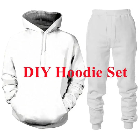 Fun DIY Custom Clothing Fashion 3D Printing Men's and Women's Hoodies / T-shirts Set Personalized Couple Sportswear Set