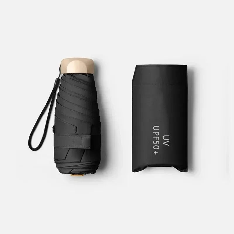 Mini Pocket Umbrella Portable Small Travel Rain Parasol Vinyl Folding Sun Shade Rainproof Umbrella UPF50+ Capsule Umbrellas