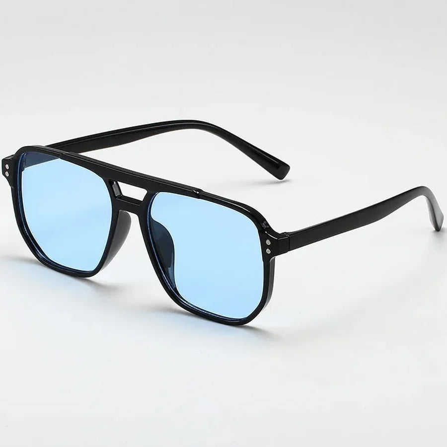 Women Men Square Sun Glasses Retro Polygon Sunglasses Female Black Vintage Fashion Ladies Oculos De Sol Double Beam Eyeglasses