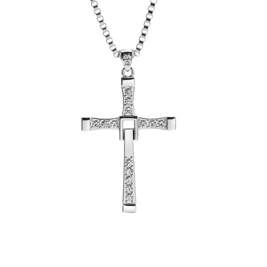Classic Rhinestone Sliver Color Pendant Men Crystal Jesus Cross Necklace Activity Male Gift Jewelry Wholesale Dropshipping