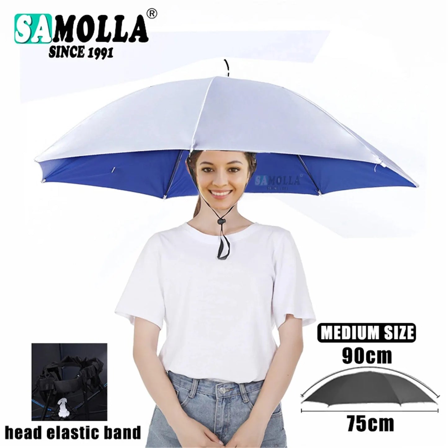 Rain Umbrella Hat Foldable Sun Shade Waterproof Fishing Headwear Cap Beach Head Hats Double-Layer UV Protection Sunscreen