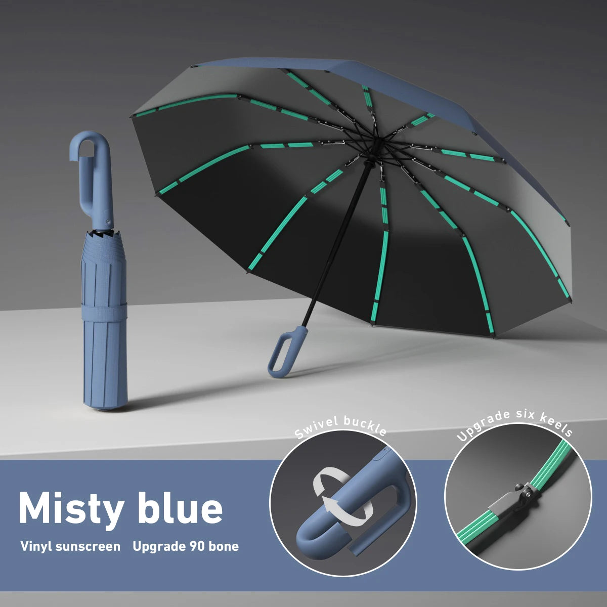 Automatic Umbrella for Men Women Fully Opened Ring Buckle Design 20 Ribs Extra Large Folding Strong Sunshade Double Umbrella