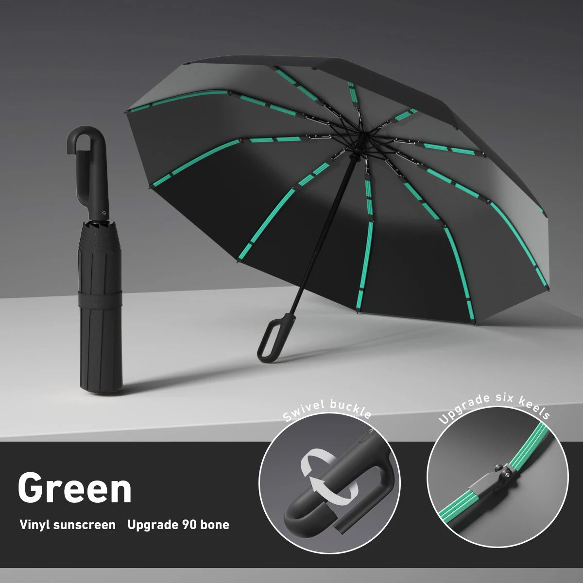Automatic Umbrella for Men Women Fully Opened Ring Buckle Design 20 Ribs Extra Large Folding Strong Sunshade Double Umbrella