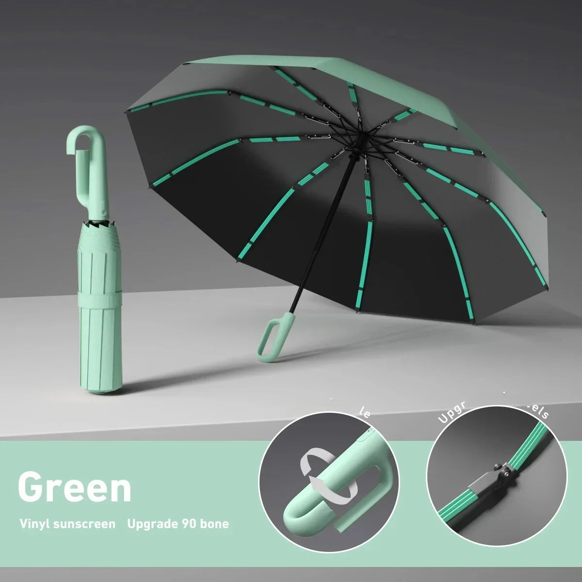 Automatic Umbrella for Men Women Fully Opened Ring Buckle Design 20 Ribs Extra Large Folding Strong Sunshade Double Umbrella
