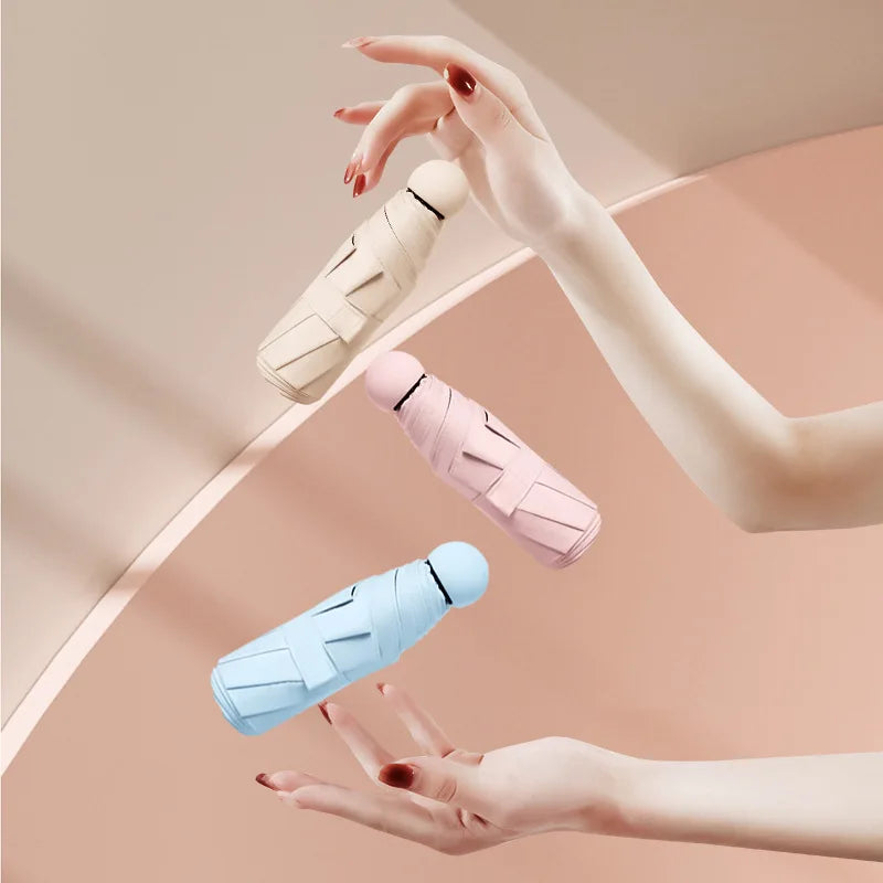 Mini Capsule Umbrella Sunny Rainy Umbrella Rainproof Anti-UV Sunshade Umbrella Pocket Sunscreen Light Umbrella Portable Paraguas