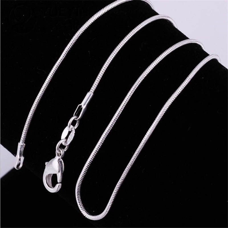 NEW 1MM 925 Sterling Silver Chain Fashion Sliver Necklace High Quality Snake Chain For Men And Women