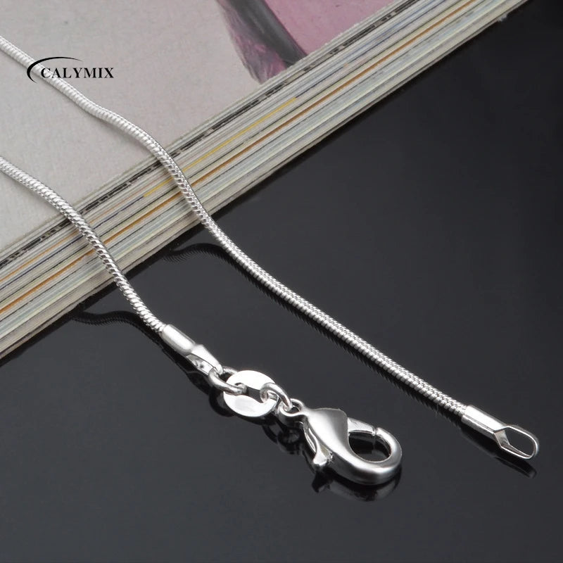 NEW 1MM 925 Sterling Silver Chain Fashion Sliver Necklace High Quality Snake Chain For Men And Women