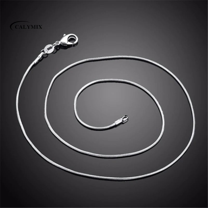 NEW 1MM 925 Sterling Silver Chain Fashion Sliver Necklace High Quality Snake Chain For Men And Women