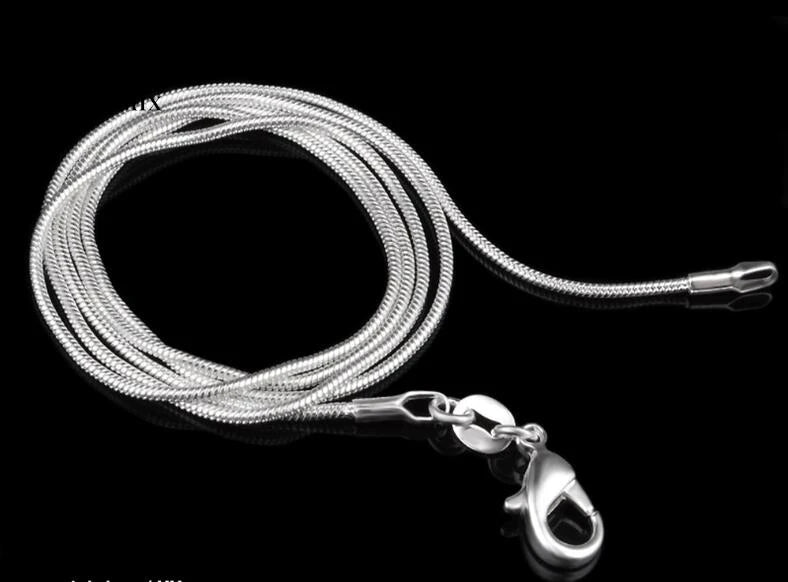 NEW 1MM 925 Sterling Silver Chain Fashion Sliver Necklace High Quality Snake Chain For Men And Women