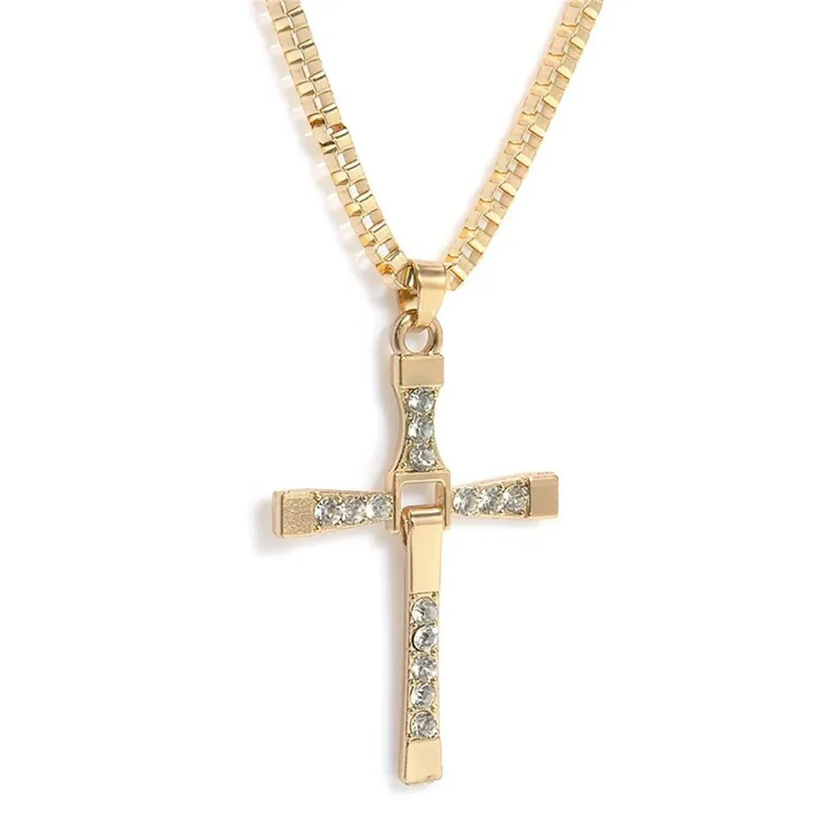 Classic Rhinestone Sliver Color Pendant Men Crystal Jesus Cross Necklace Activity Male Gift Jewelry Wholesale Dropshipping