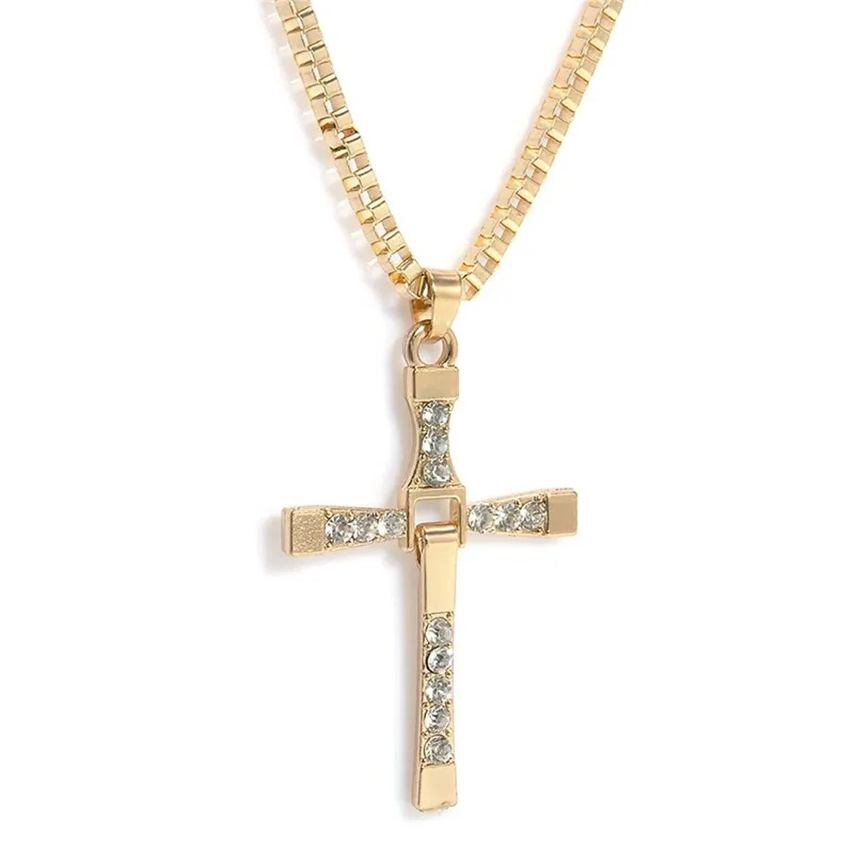 Classic Rhinestone Sliver Color Pendant Men Crystal Jesus Cross Necklace Activity Male Gift Jewelry Wholesale Dropshipping