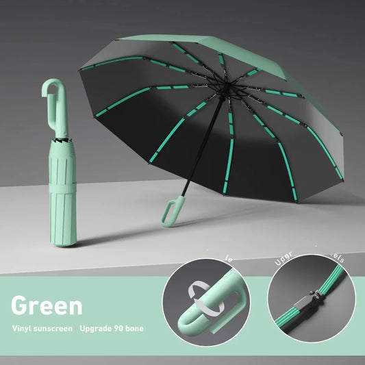 Automatic Umbrella for Men Women Fully Opened Ring Buckle Design 20 Ribs Extra Large Folding Strong Sunshade Double Umbrella
