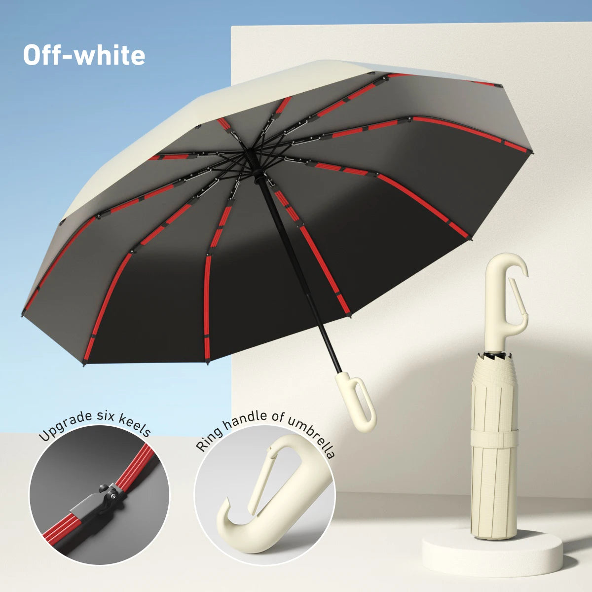 Automatic Umbrella for Men Women Fully Opened Ring Buckle Design 20 Ribs Extra Large Folding Strong Sunshade Double Umbrella