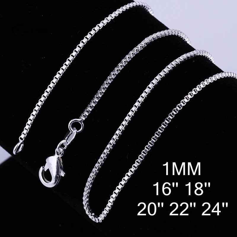 NEW 1MM 925 Sterling Silver Chain Fashion Sliver Necklace High Quality Snake Chain For Men And Women